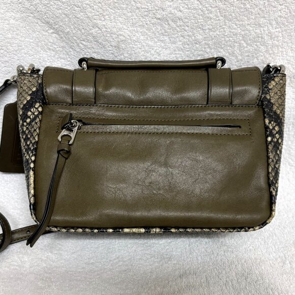 COACH Bleecker Python Mini Messenger Sv/Natural Olive - Picture 2 of 16